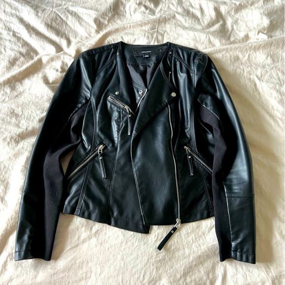Vero Moda black fake leather jacket size large - Picture 1 of 3
